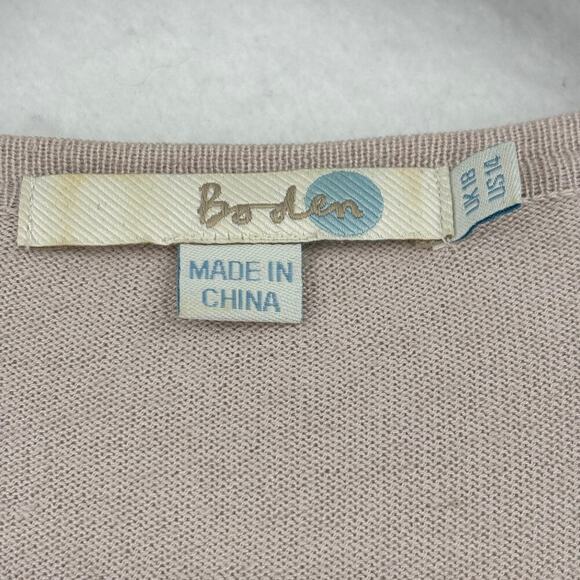 Boden Cardigan Sweater Tunic Size 14 Beige Silk Cotton Cashmere Embellished Snap - Picture 3 of 11